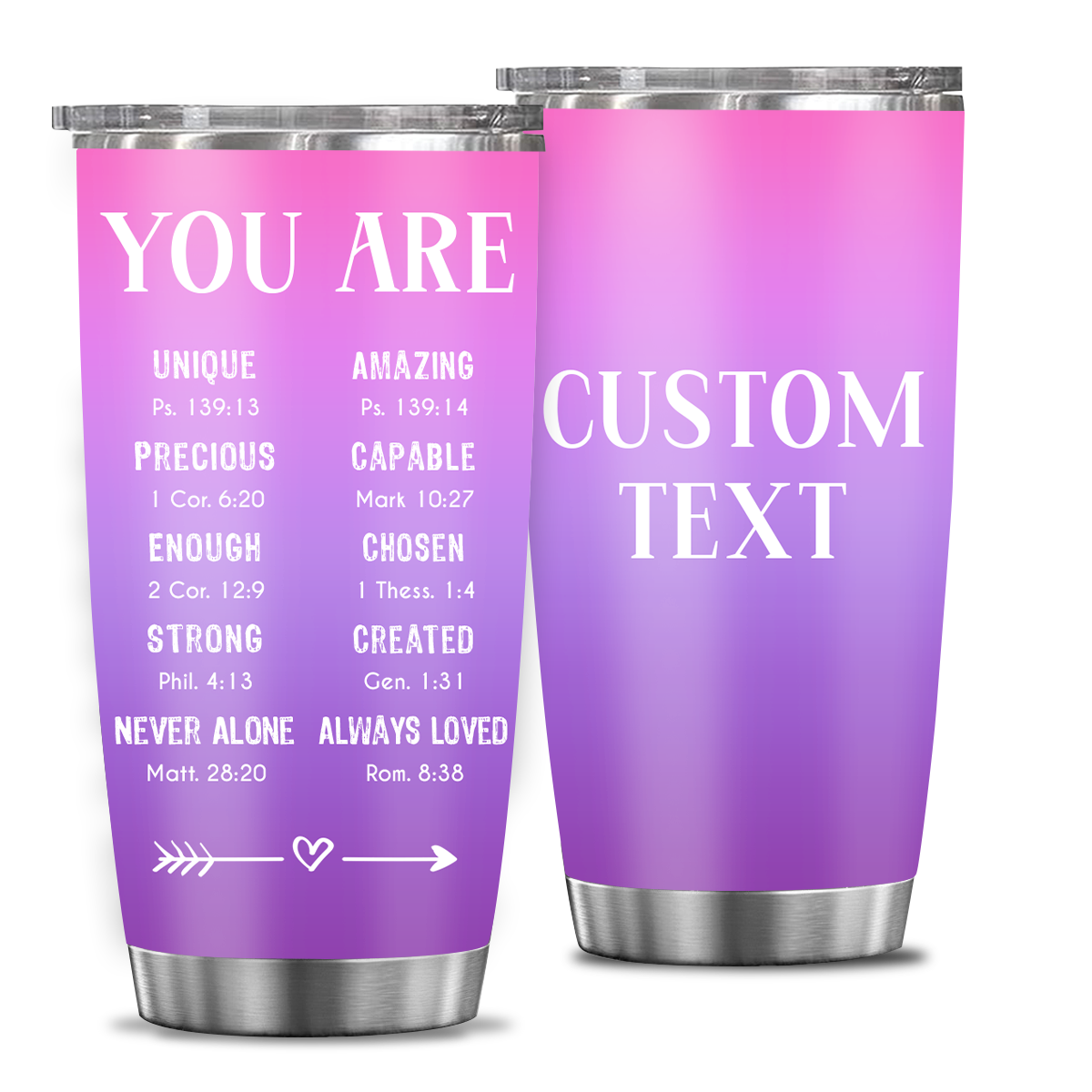 Pink Purple Inspirational Rainbow You Are Tumbler Custom Gift Tumbler - Personalized Stainless Steel Tumbler
