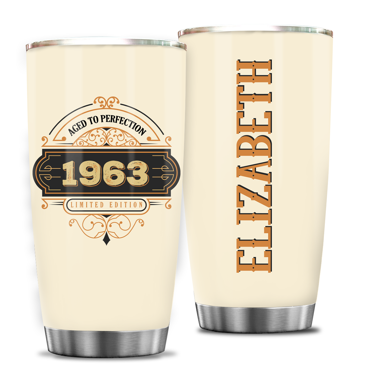 Vintage 60th Birthday Limited Edition 1963 Aged To Perfection Custom Gifts Men Women Stainless Steel Tumbler - Personalized Stainless Steel Tumbler