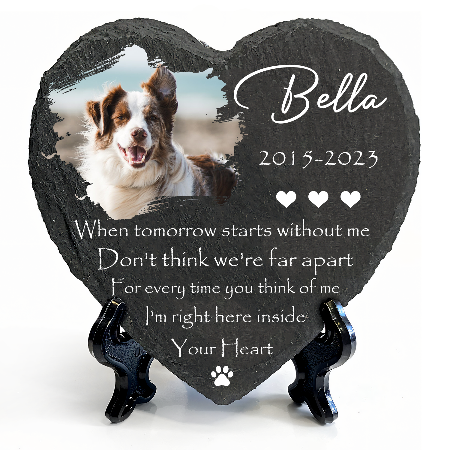 Dog Photo When Tomorrow Starts Without Me Custom Dog Memorial Stone, Pet Memorial Gifts - Personalized Pet Memorial Tombstone