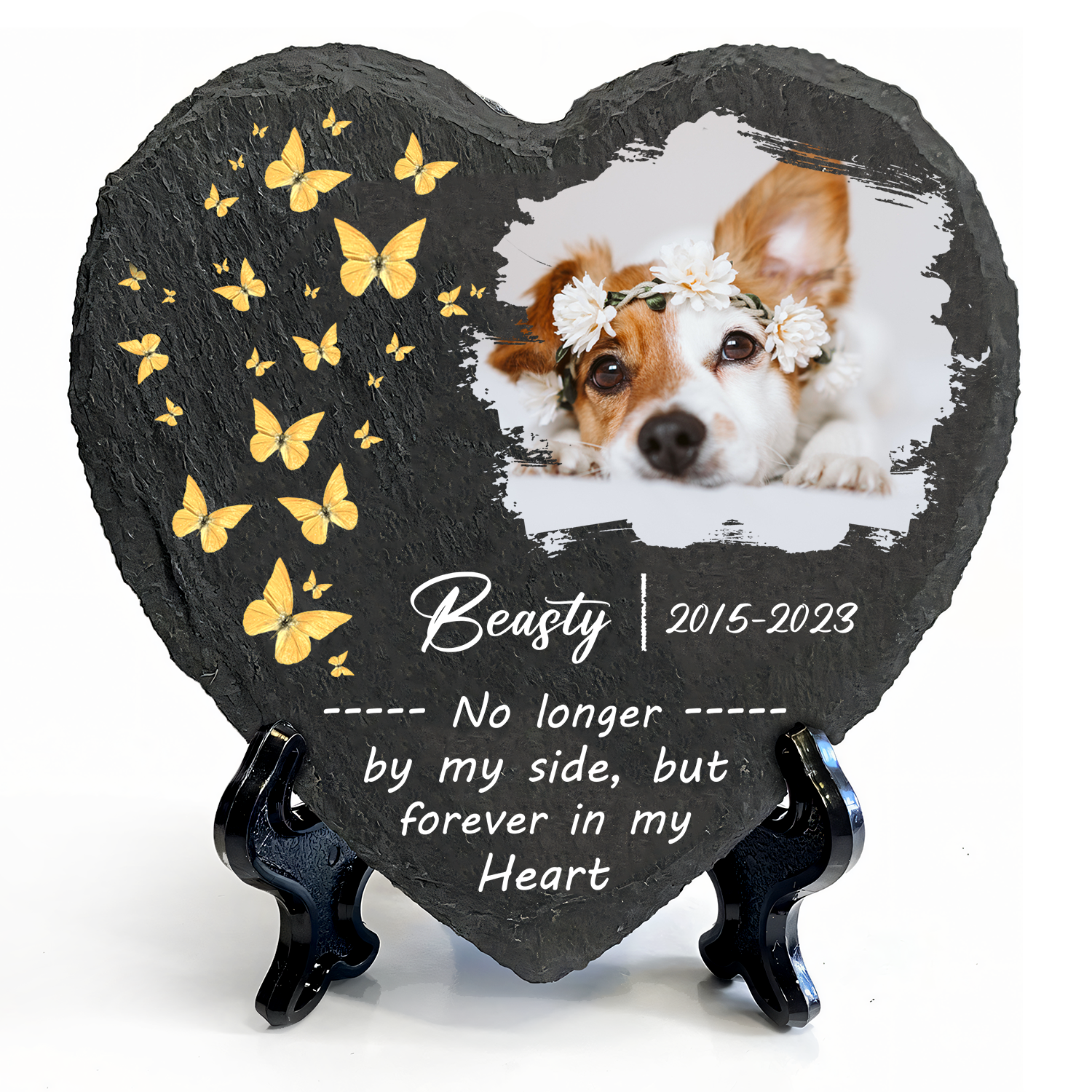 Dog Photo Butterfly Custom Dog Memorial Stone, Pet Memorial Gifts - Personalized Custom Memorial Tomstone