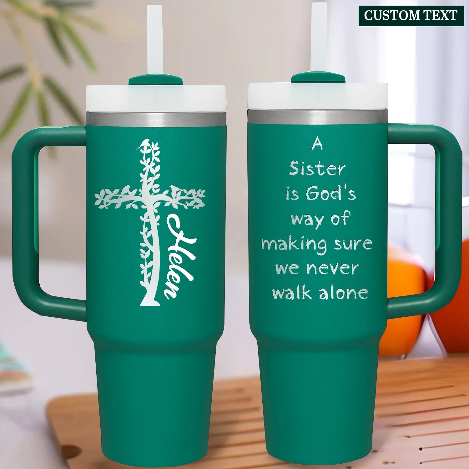 A Sister Is God's Way 40oz Personalized Tumbler Travel Cup - Birthday, Christmas Gifts for Women - Inspiration Gifts