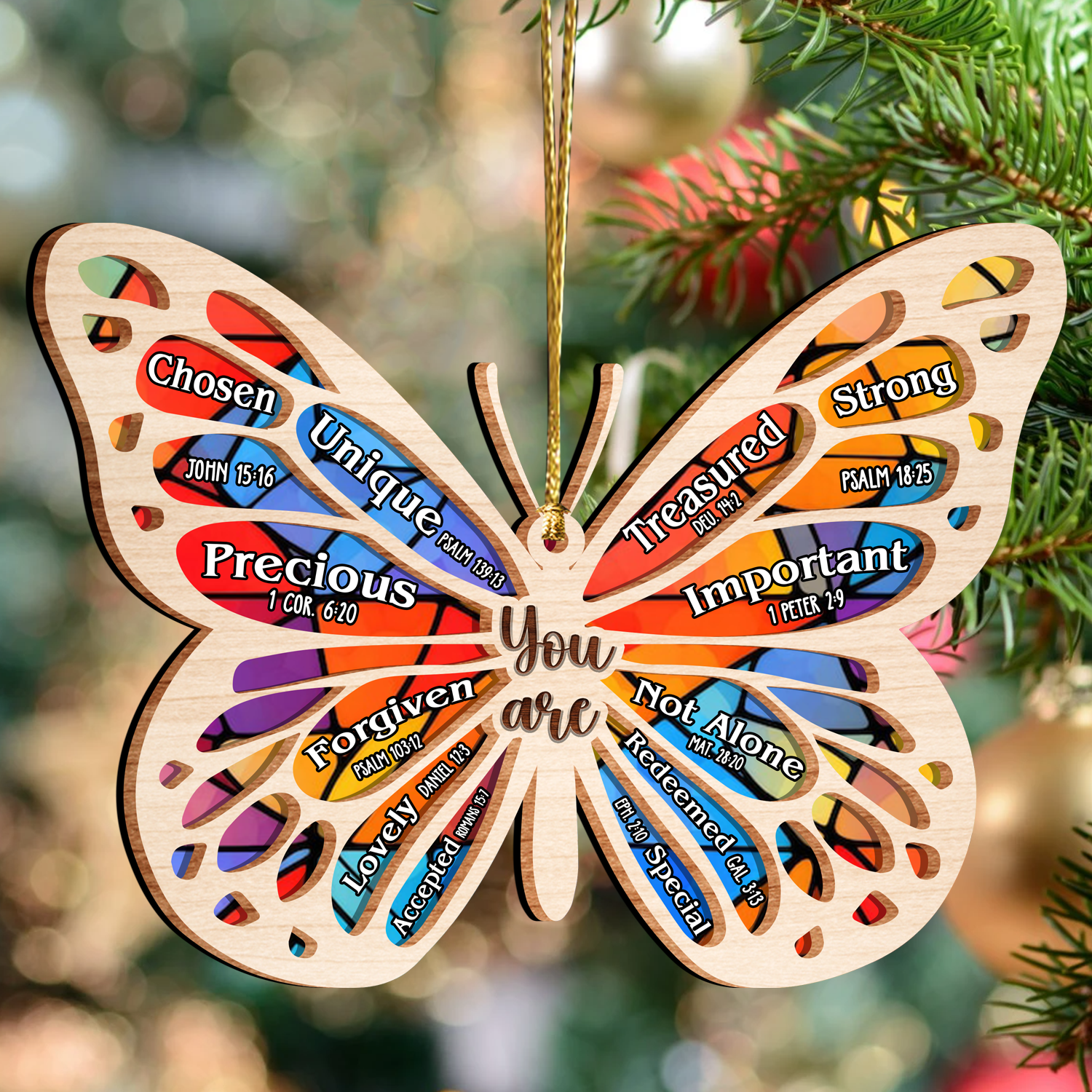 Butterfly You Are Stained Glass Pattern Two Layers Suncatcher Ornament Christmas Ornament Car Hanging Ornament
