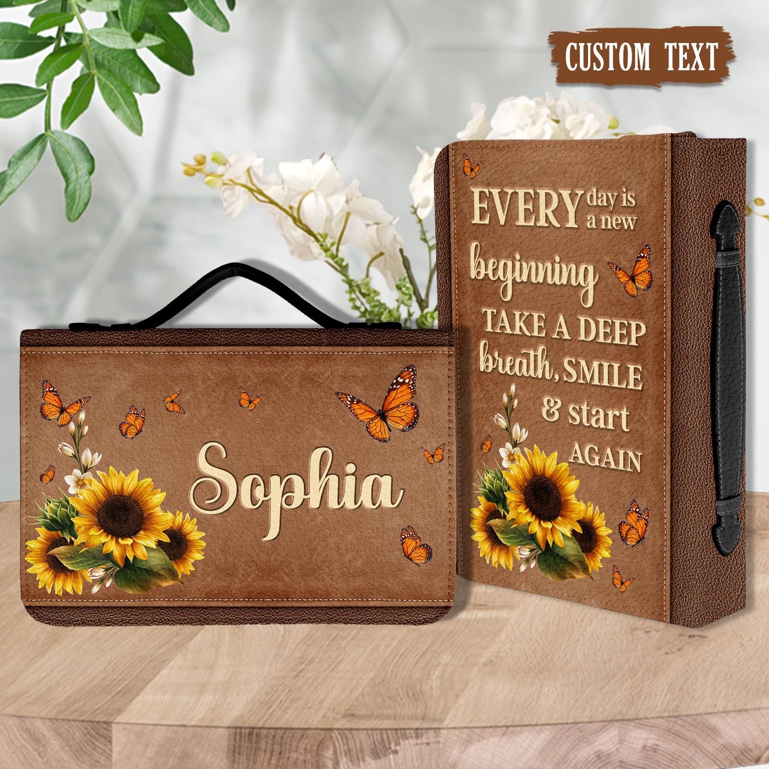 Sunflower Leather Every Day Is A New Beginning Christian Personalized Bible Cover