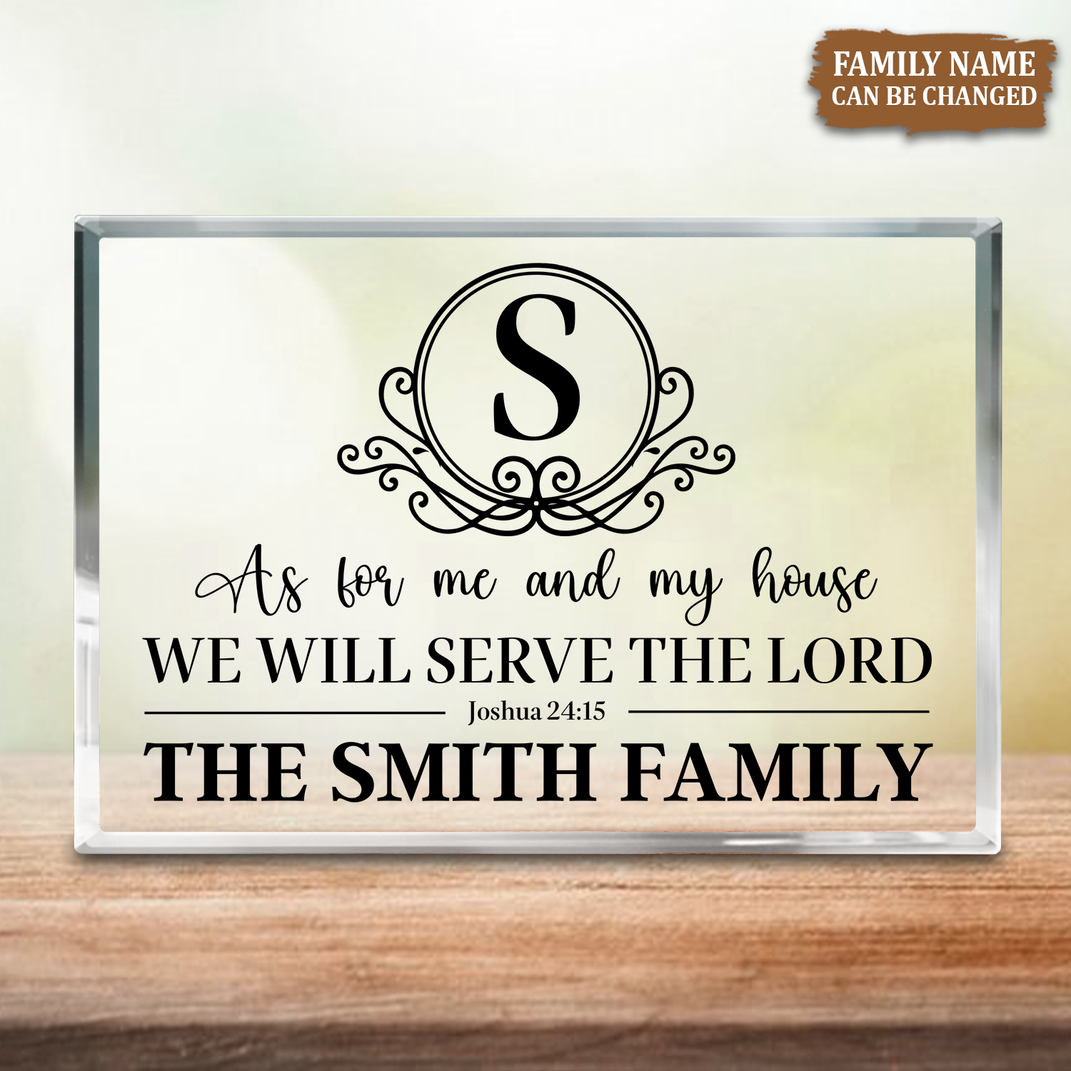 As For Me And My House Custom Family Name Acrylic Plaque