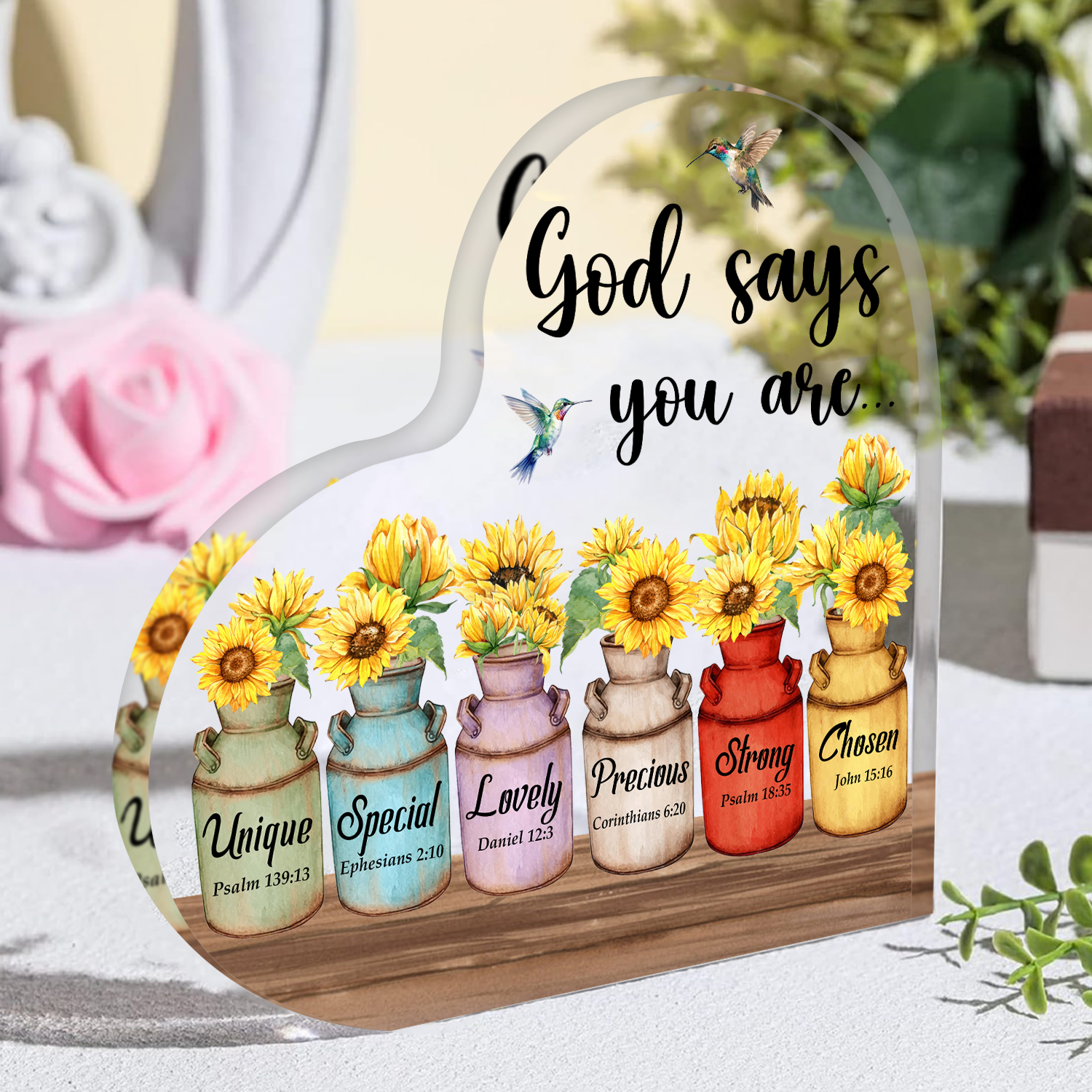 Sunflowers God Says You Are Christian Gifts Religious Gift Acrylic Plaque
