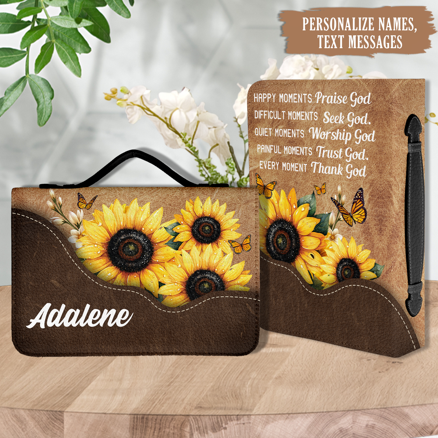 Sunflower Thank God Christian Personalized Bible Cover