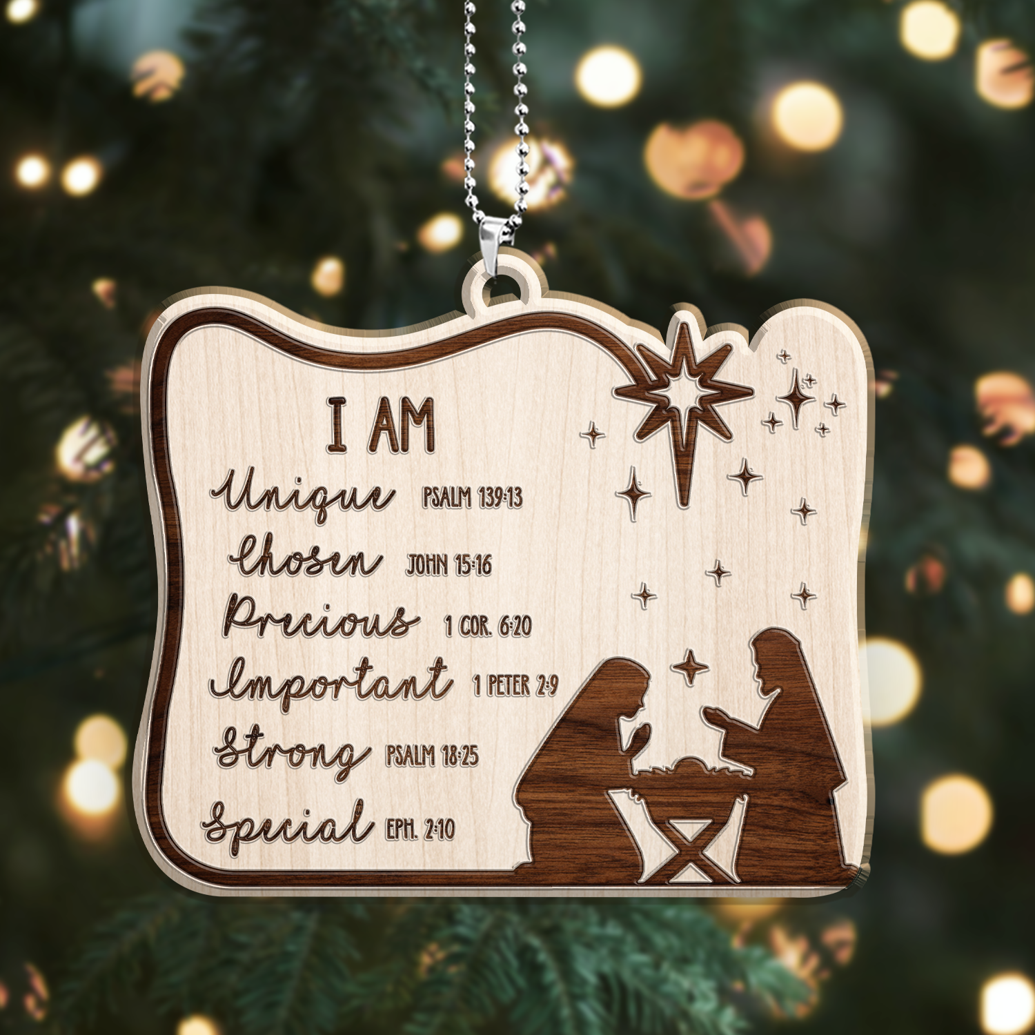 Engraved Wood Ornament I Am Identity In Christ Ornament