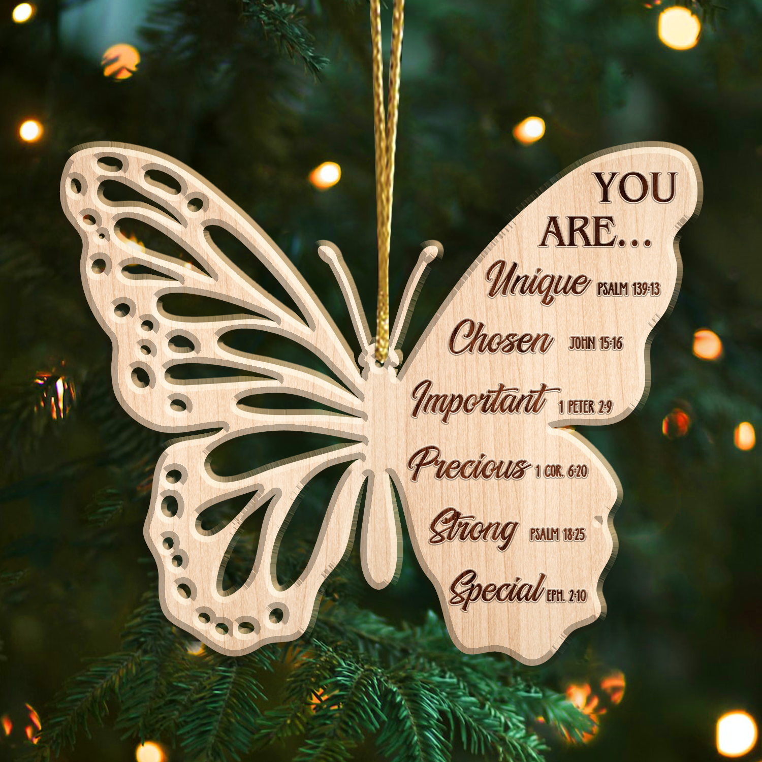 Butterfly You Are Identity In Christ Engraved Wood Ornament Christmas Gift
