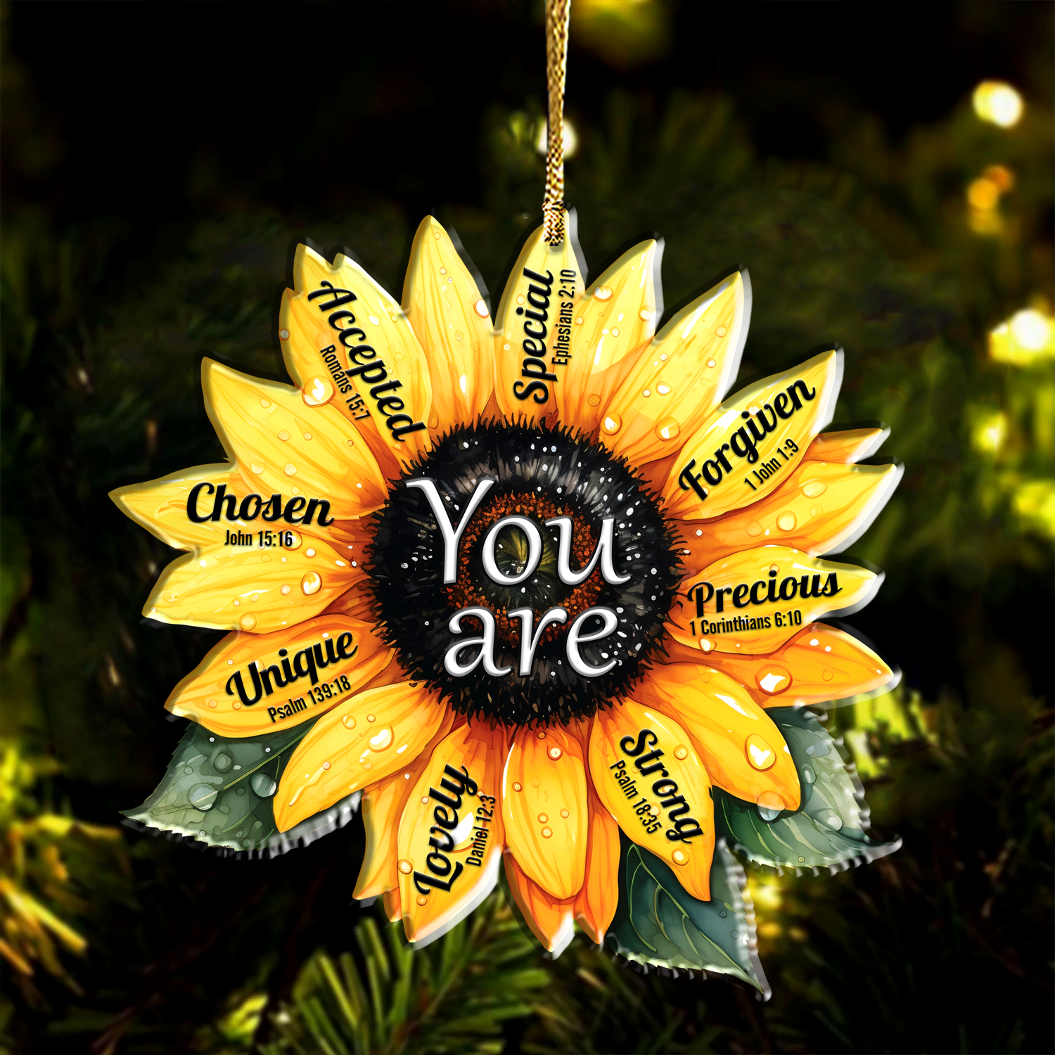 Sunflower You Are Christian Ornament Gift Bible Verse Christmas Ornament Car Hanging