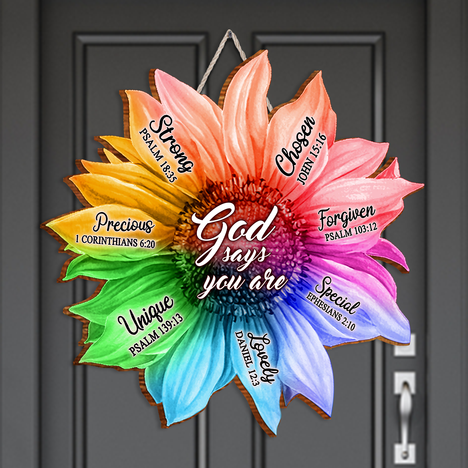 Rainbow Sunflower God Says You Are Inspirational Gift Birthday Gifts Wall Decor Shaped Wood Sign