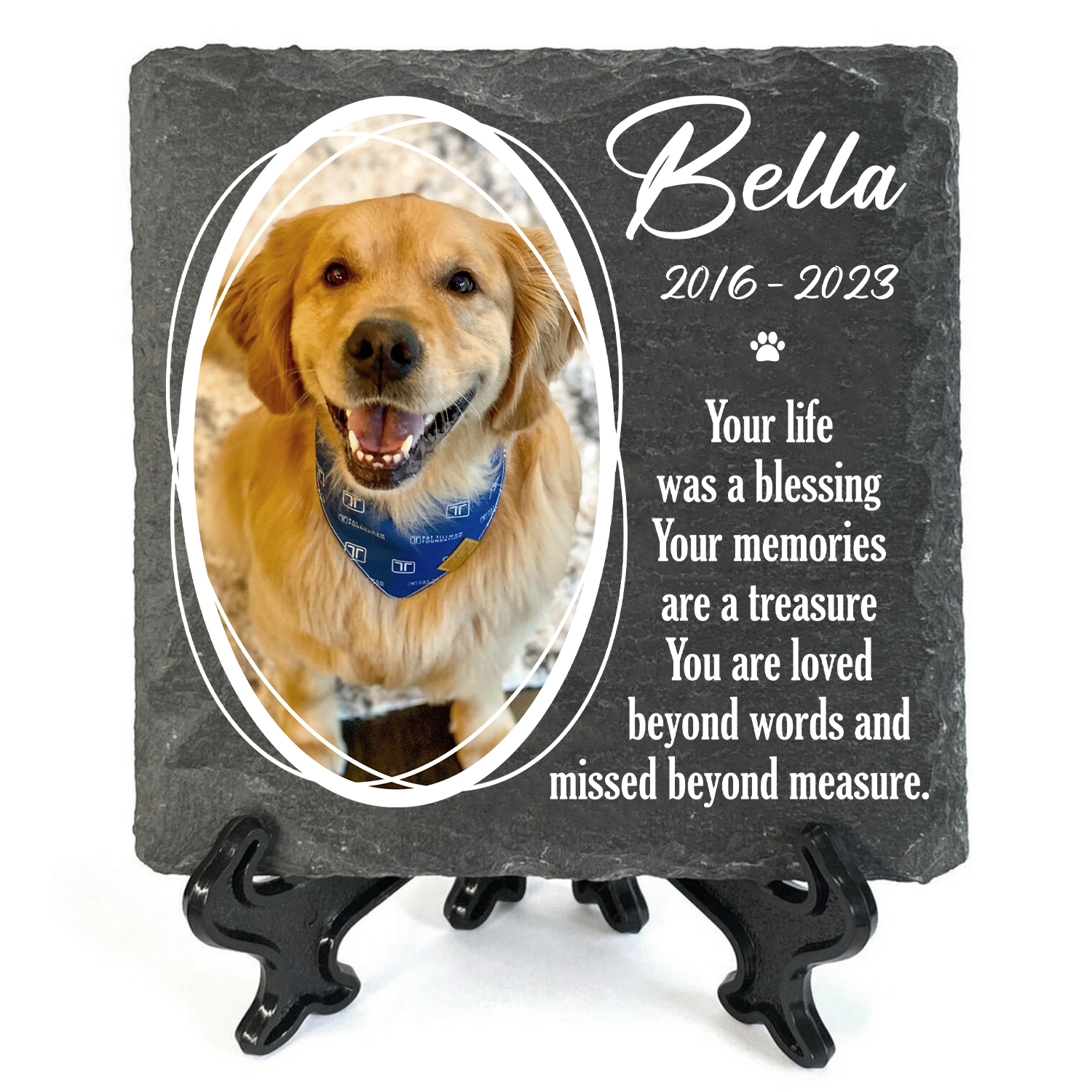 Pet Photo Your Life Was A Blessing Custom Dog Memorial Stone, Pet Memorial Gifts - Personalized Custom Memorial Tombstone