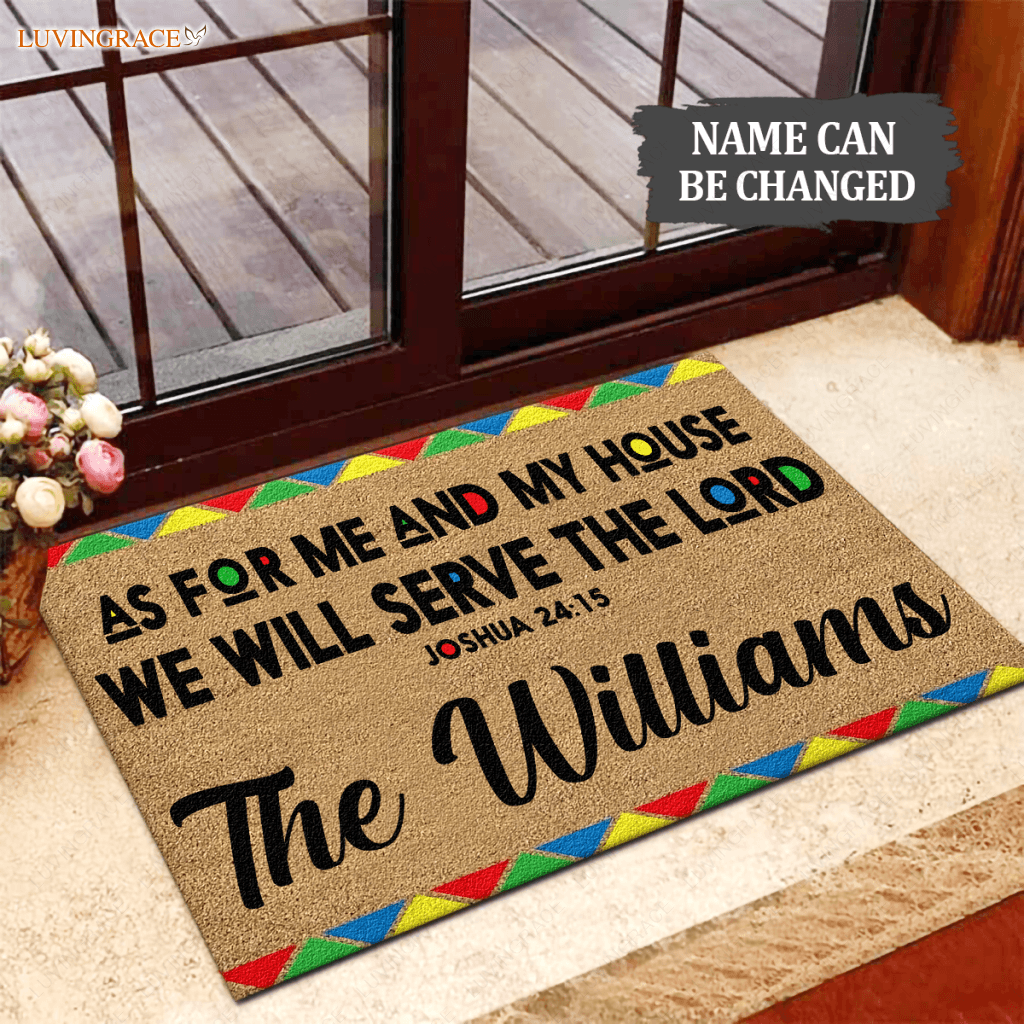 African American Coir Pattern Serve The Lord Personalized Doormat