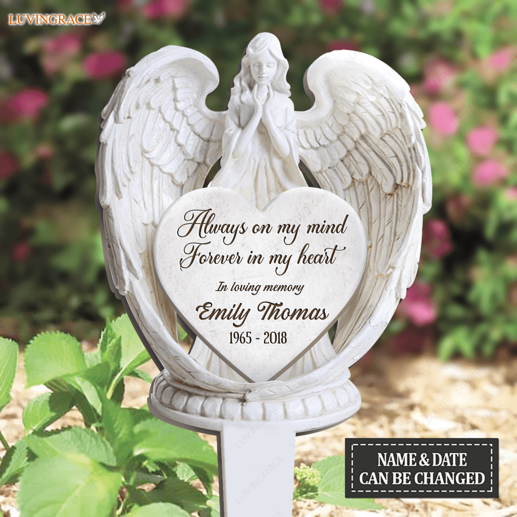 Angel Heart Stone Memorial Plaque Stake