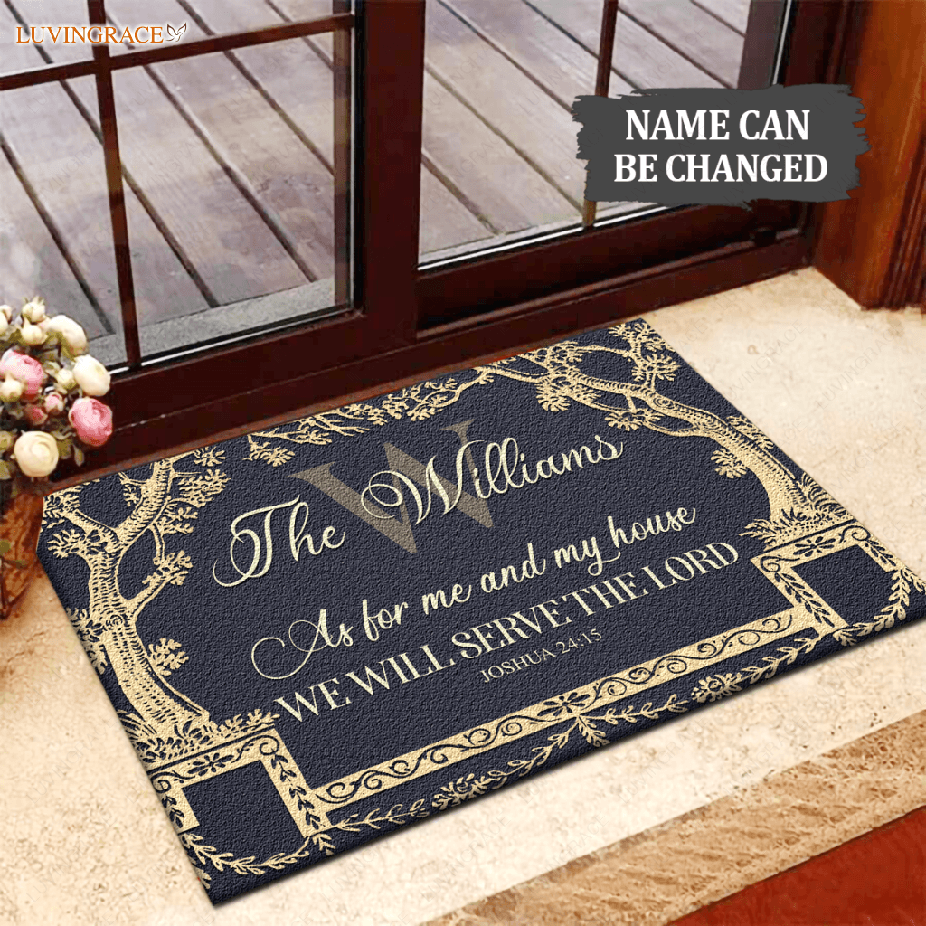 Antique Tree Frame Serve The Lord Personalized Doormat