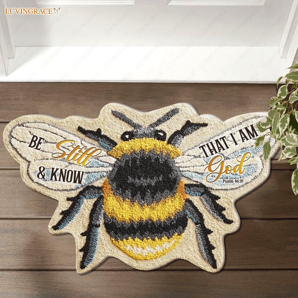 Be Still And Know That I Am God Bee Shaped Luxurious Doormat