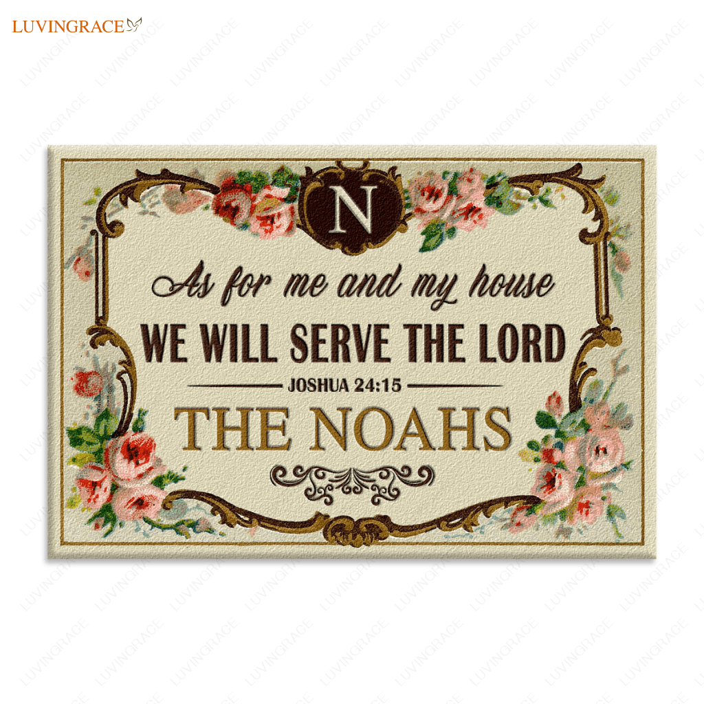 Best Floral Monogram Serve The Lord Personalized Doormat