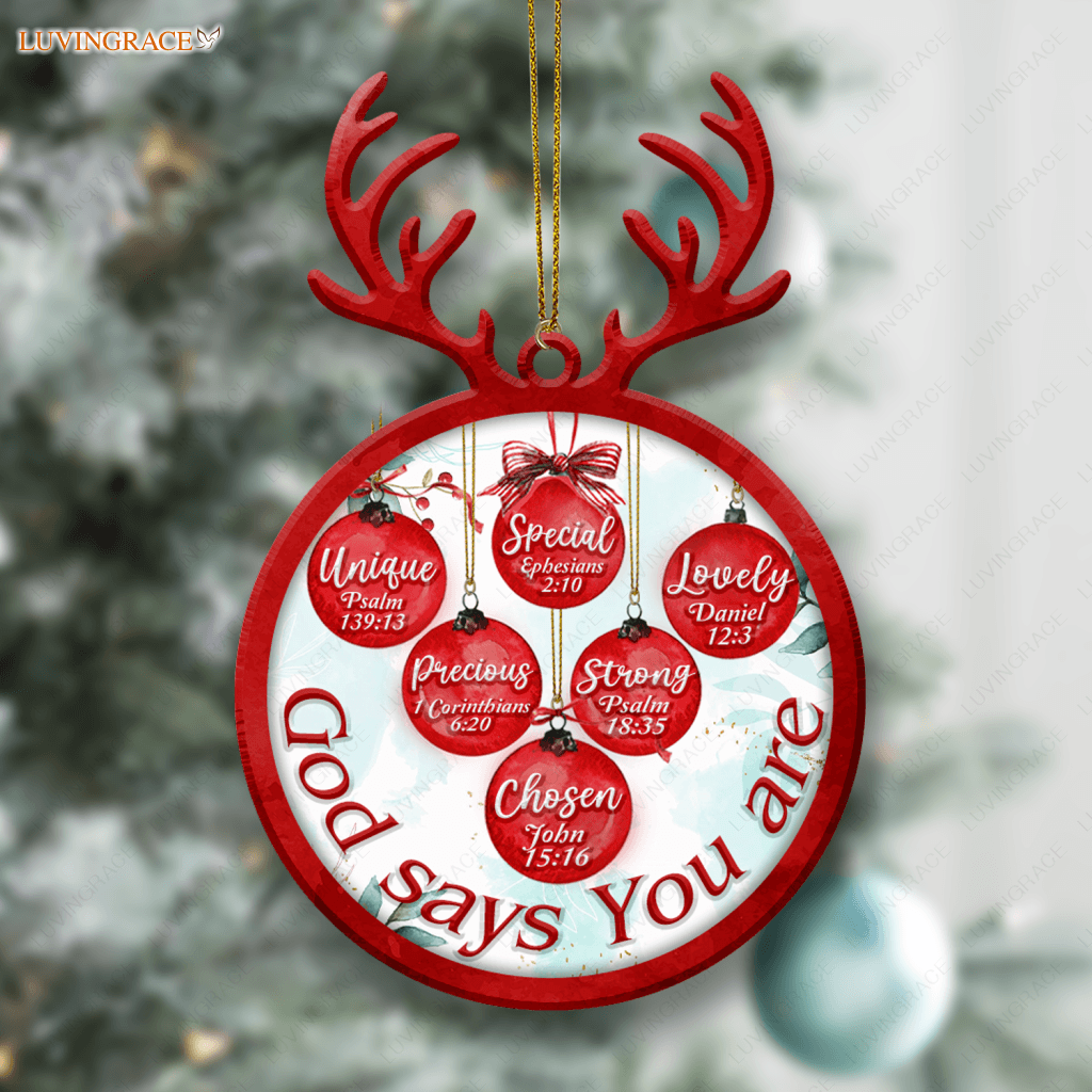 Christmas Deer Antlers God Says You Are Ornament Ceramic