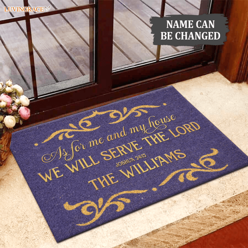 Classic Home Purple Serve The Lord Personalized Doormat