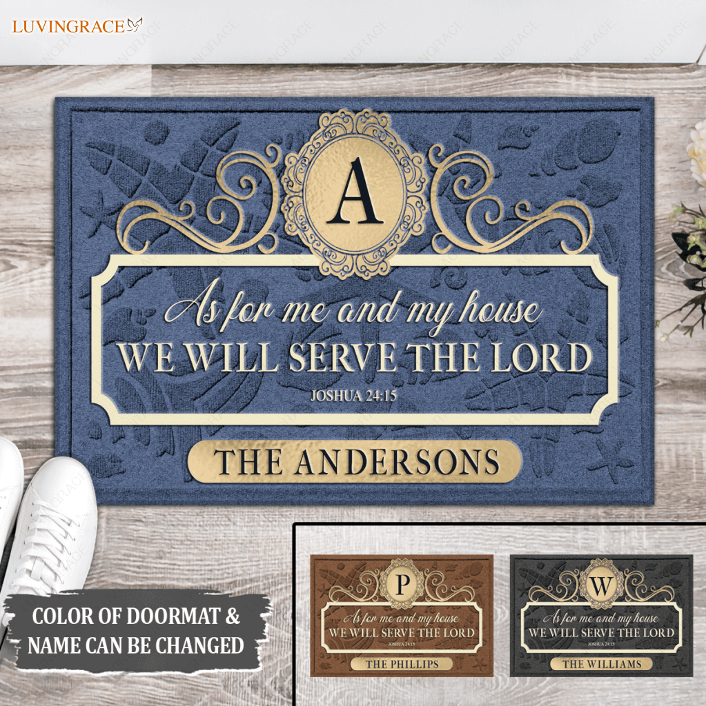 Color Elegance Family Home Serve The Lord Personalized Doormat