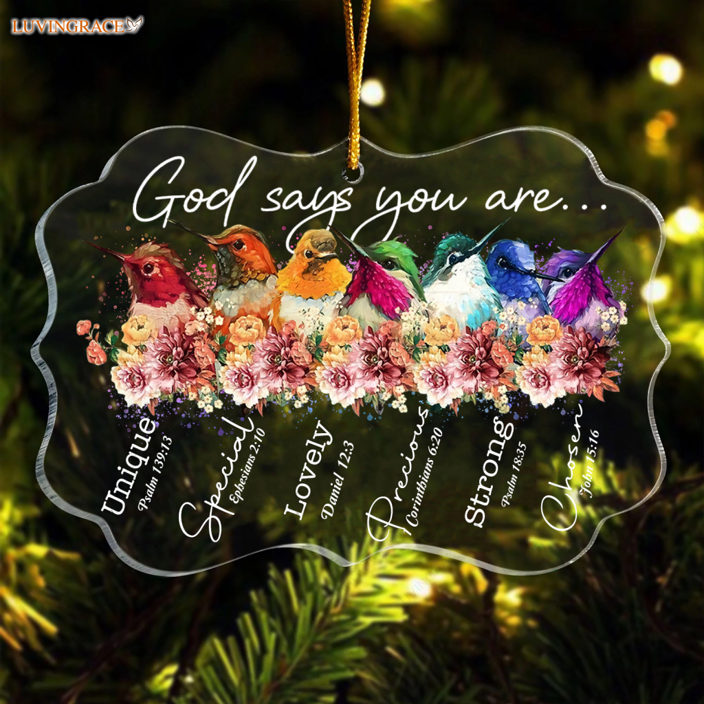 Colorful Birds And Flowers God Says You Are Transparent Ornament