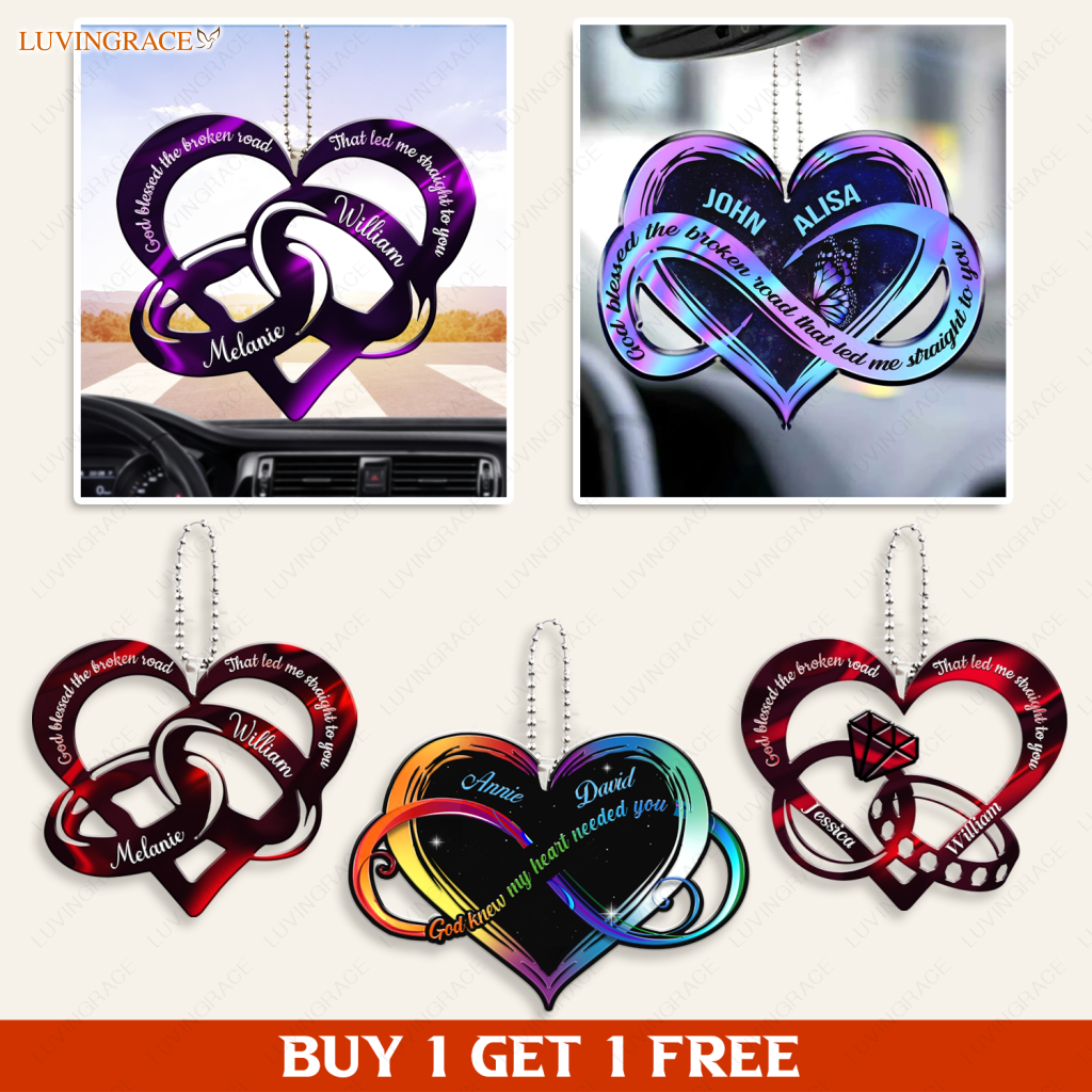 Couple Hearts God Blessed Personalized Ornament - Buy 1 Get Free Promo Code: Buy1Get1