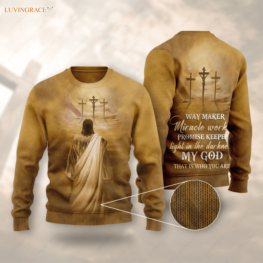 Cross Jesus Way Maker Miracle Worker Wool Sweatshirt