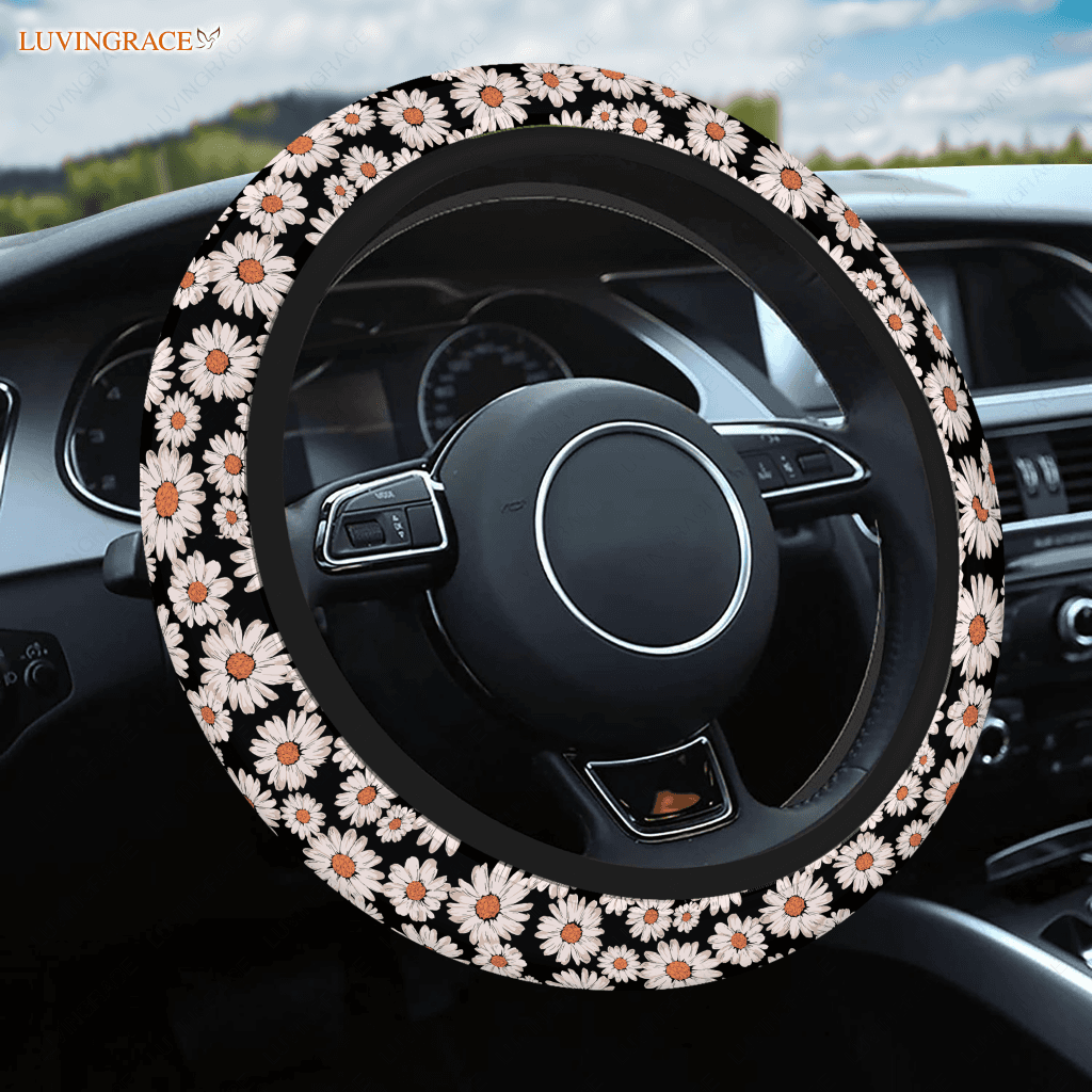 Daisy Flower Car Interior Decoration Steering Wheel Cover
