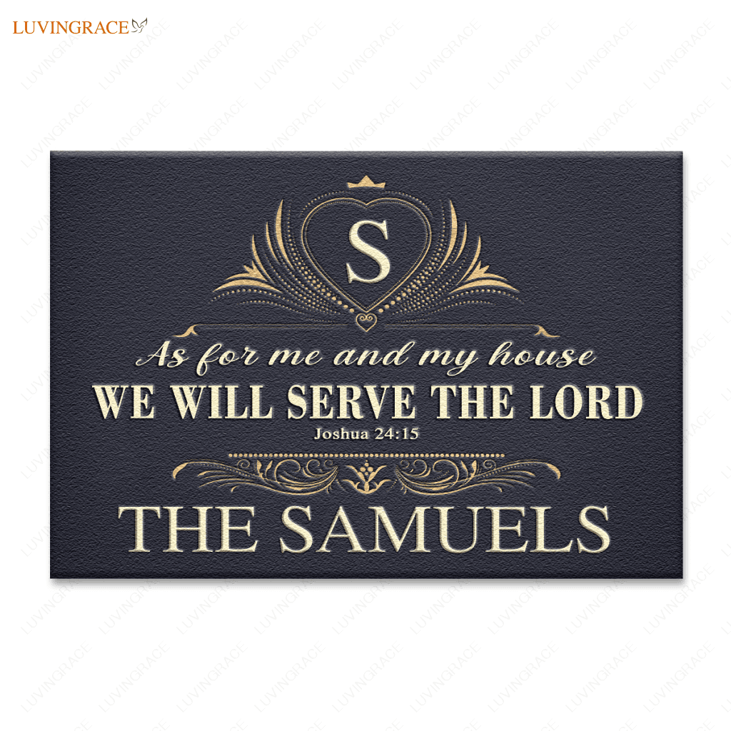Decorative Floral Pattern Serve The Lord Personalized Doormat