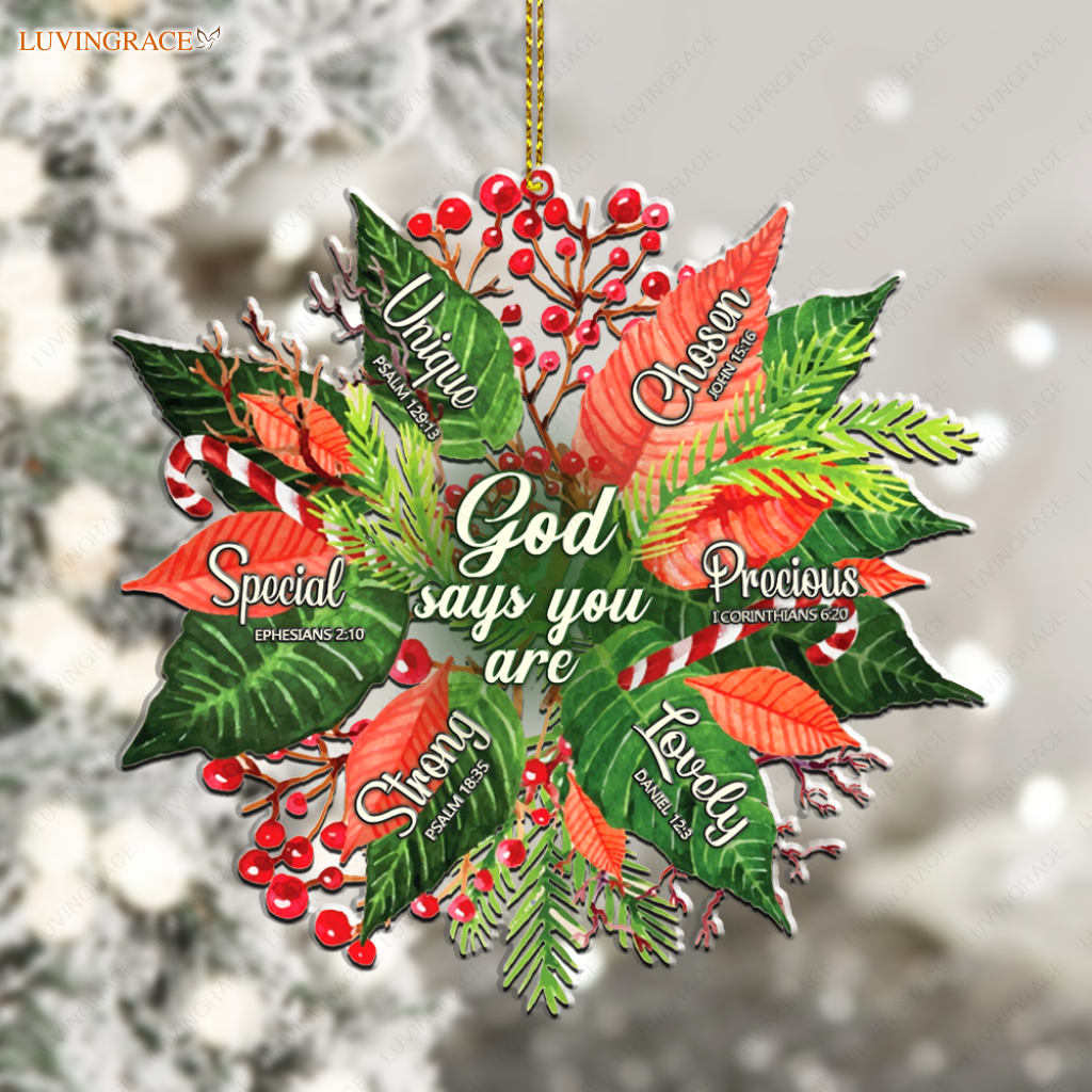 Floral Wreath Christmas God Says You Are Ornament