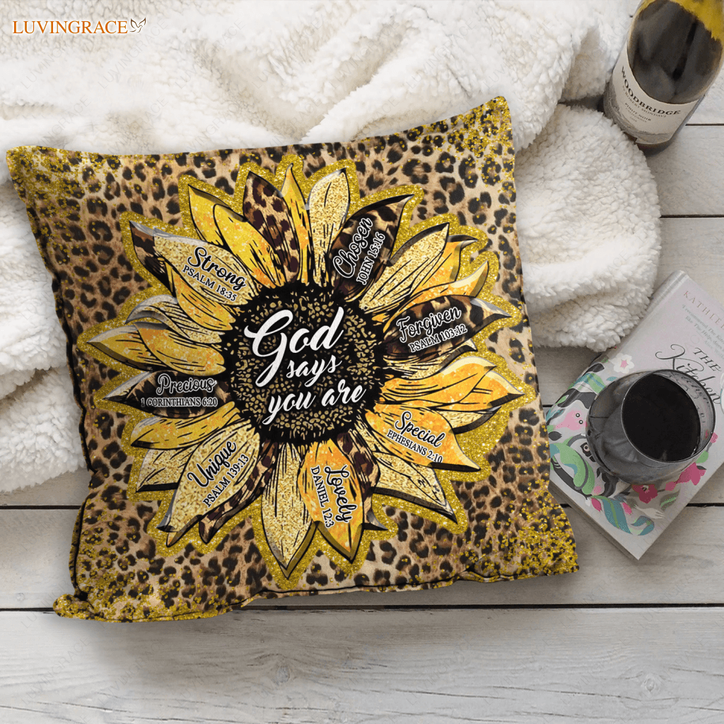 Glitter Cheetah Sunflower God Says You Are Pillow