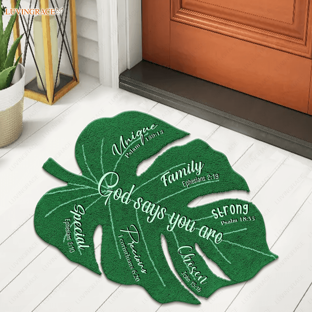 God Says You Are Urban Outfitters Monstera Leaf Shaped Luxurious Doormat
