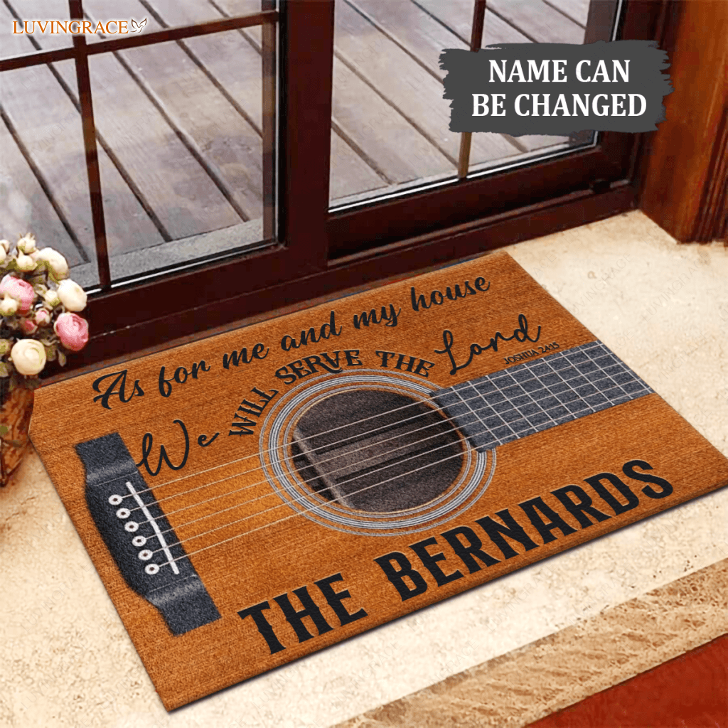 Guitar Serve The Lord Personalized Doormat