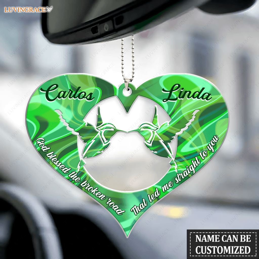 Heart Of Hummingbird God Blessed Personalized Couple Ornament