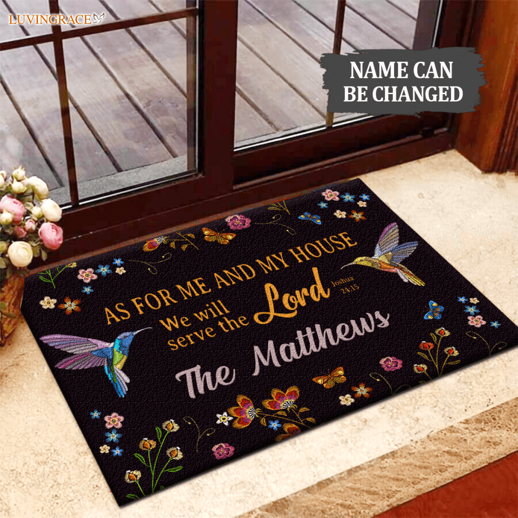 Hummingbirds Serve The Lord Personalized Doormat