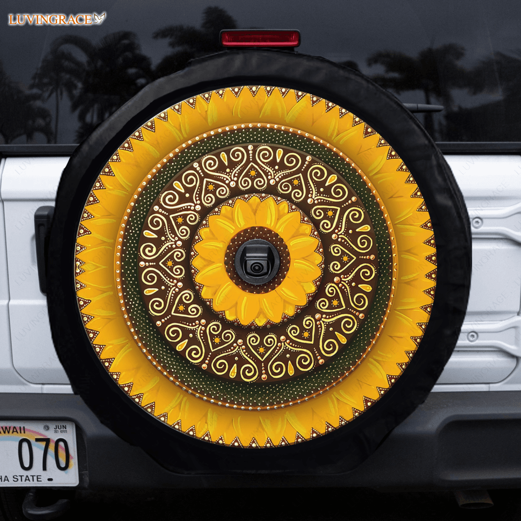 Mandala Sunflower Tire Cover Car Accessories