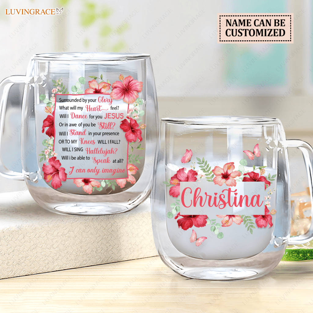 Personalized Dance For Jesus Hibiscus Doubled-Wall Glass Mug