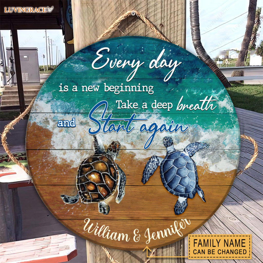 Personalized Every Day Is A New Beginning Wood Circle Sign