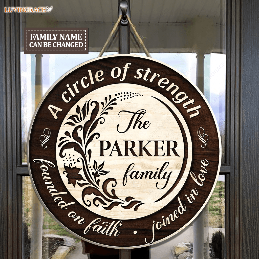 Personalized Founded On Faith Circle Sign Wood