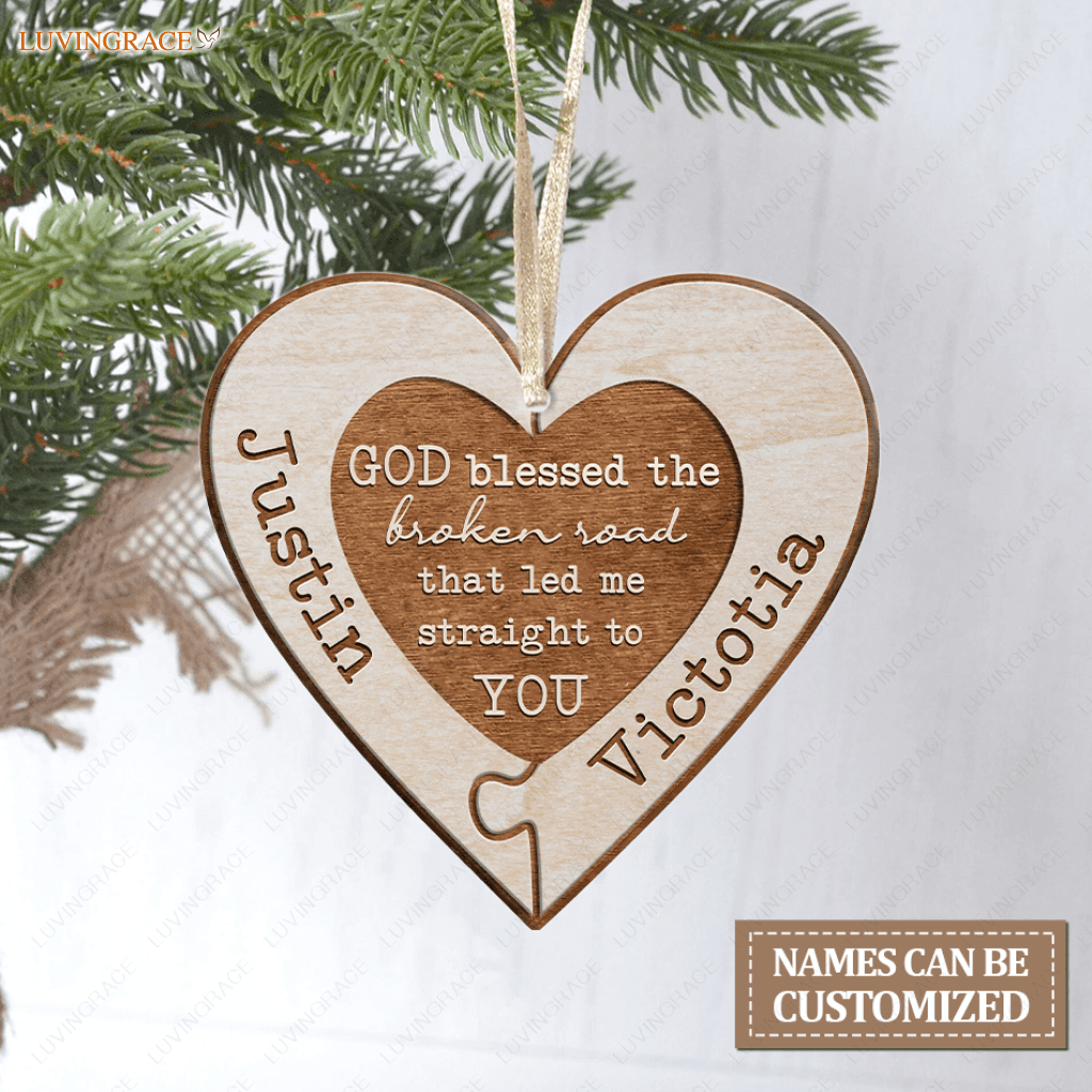 Personalized God Blessed Couple Heart Ornament