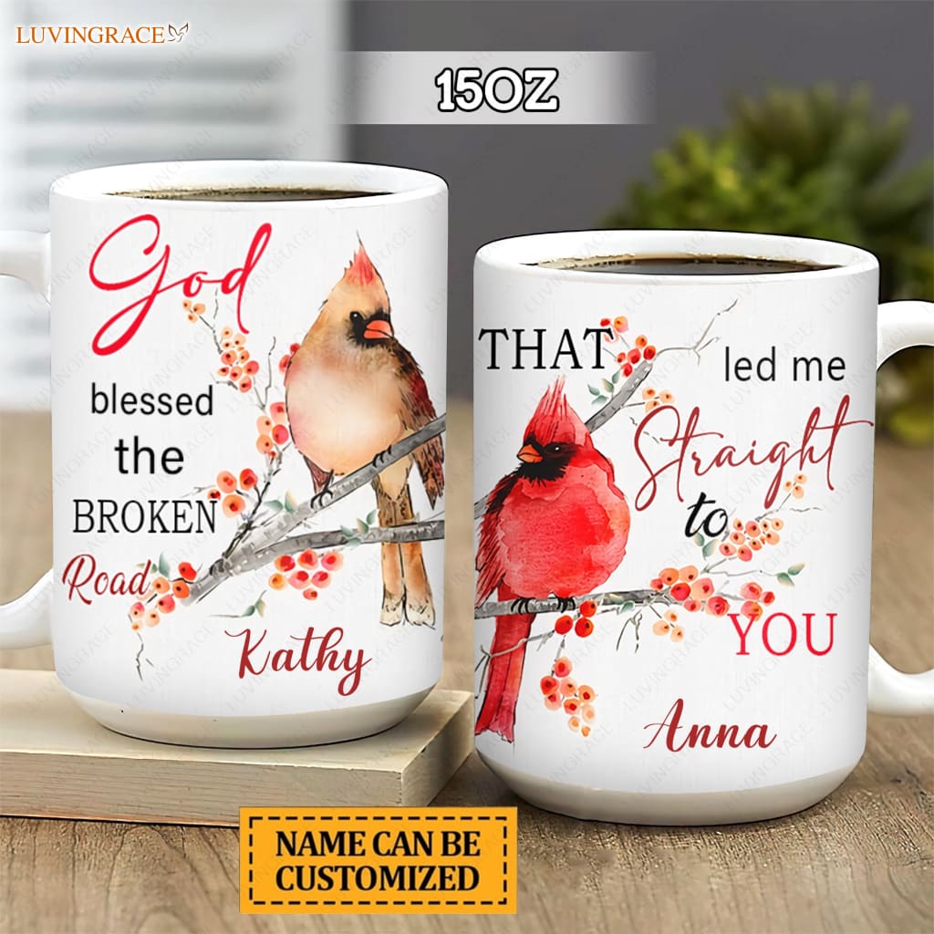 Personalized Mug Two Cardinals God Blessed