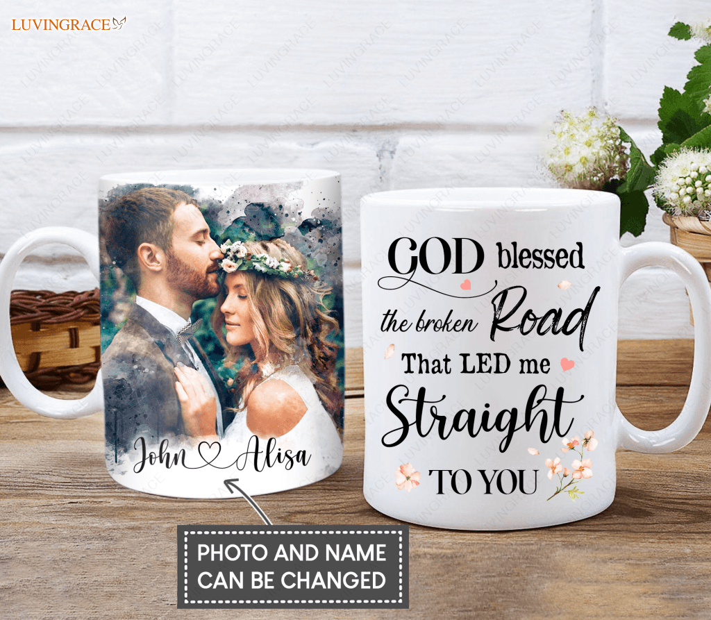 Personalized Printed Photo Of Couple God Blessed Mug