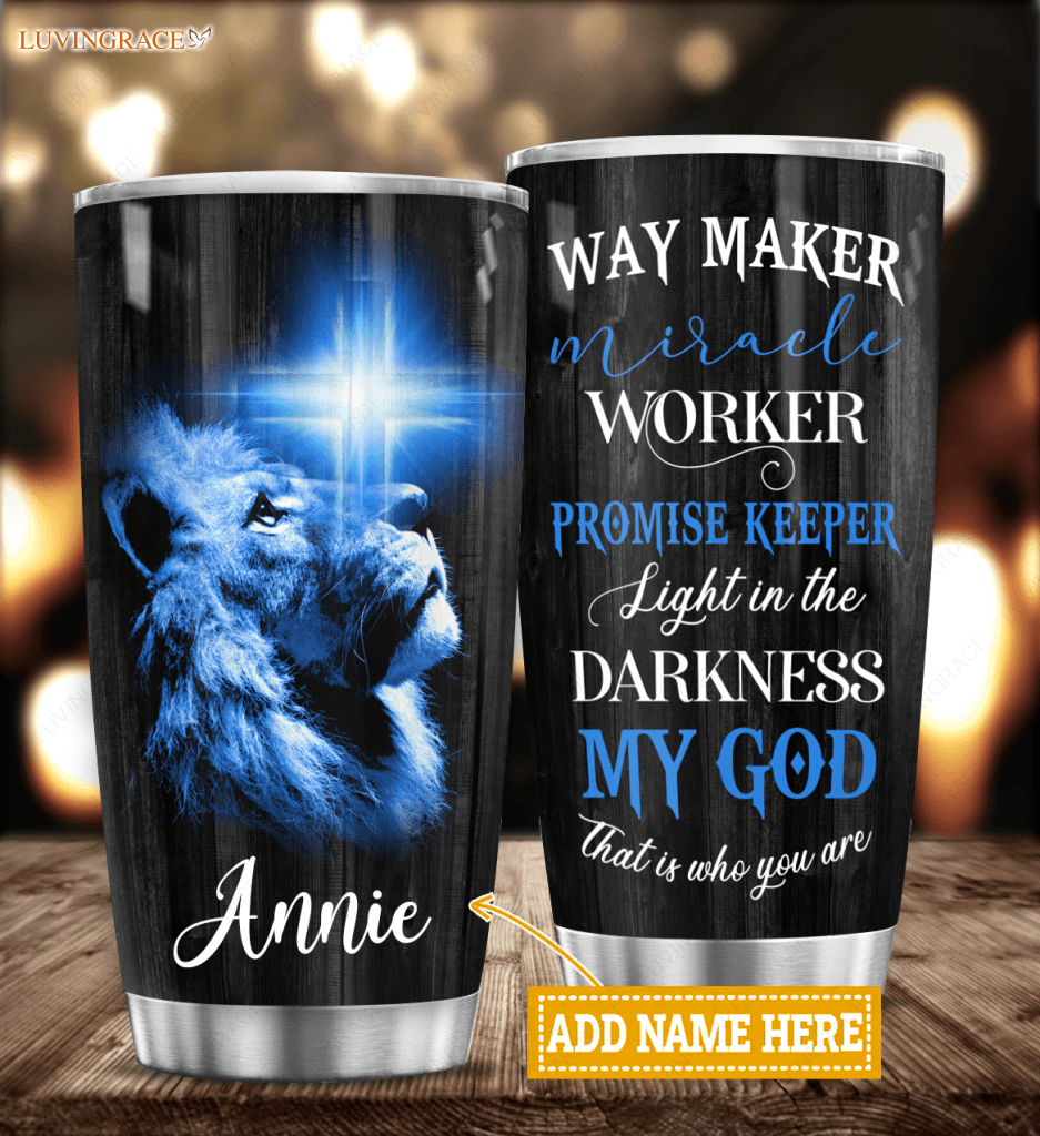 Personalized Tumbler Lion And Cross Way Maker Tumbler