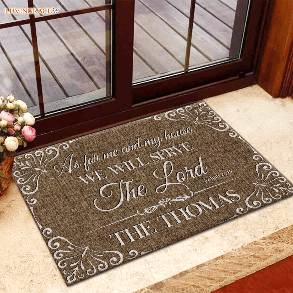 Personalized Vintage Rustic Family Serve The Lord Doormat