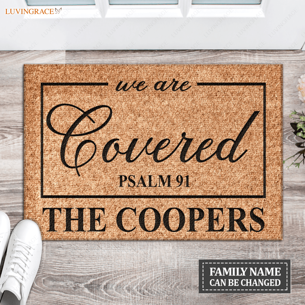 Personalized We Are Covered Psalm 91 Doormat