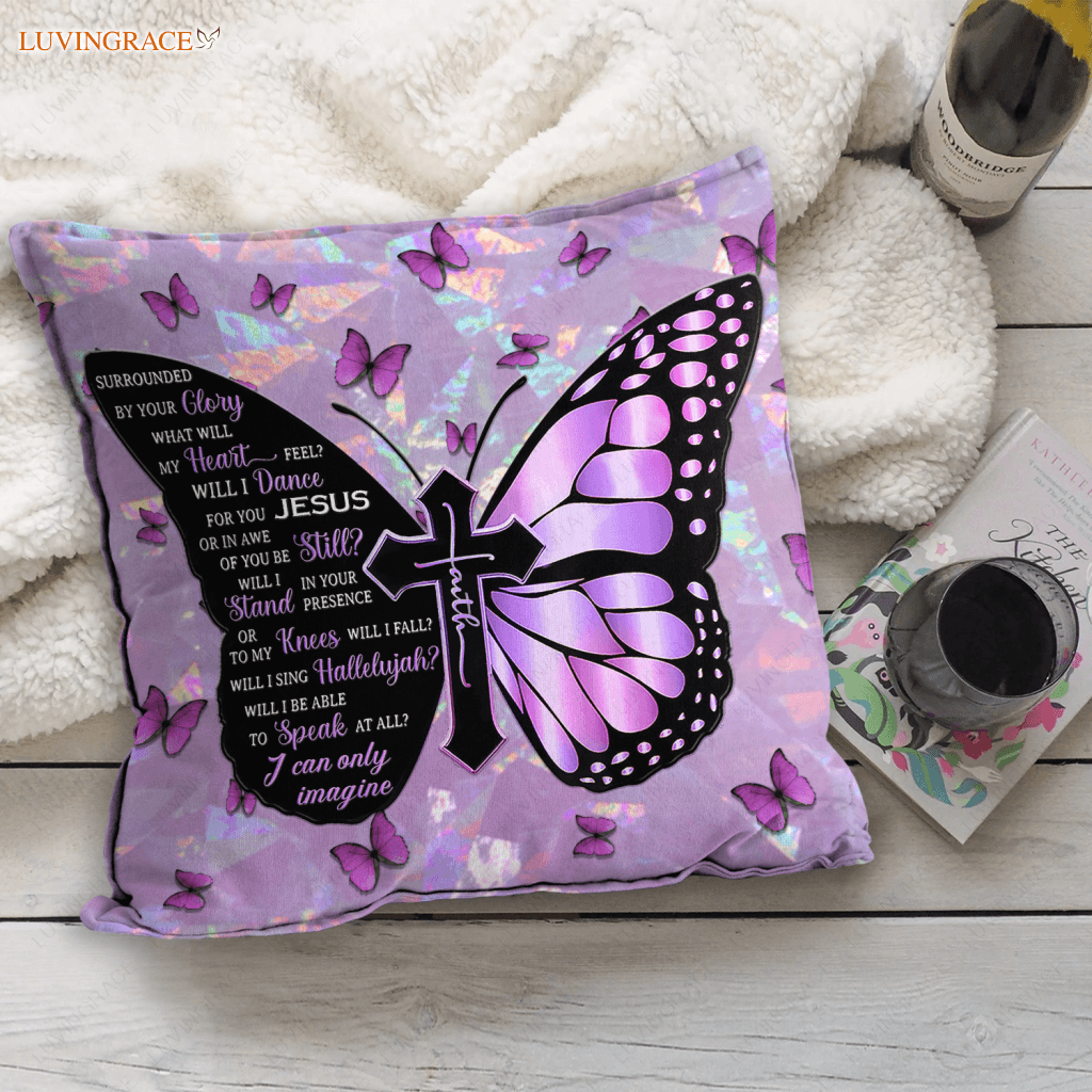 Purple Hologram Butterfly Surrounded By The Glory Pillow
