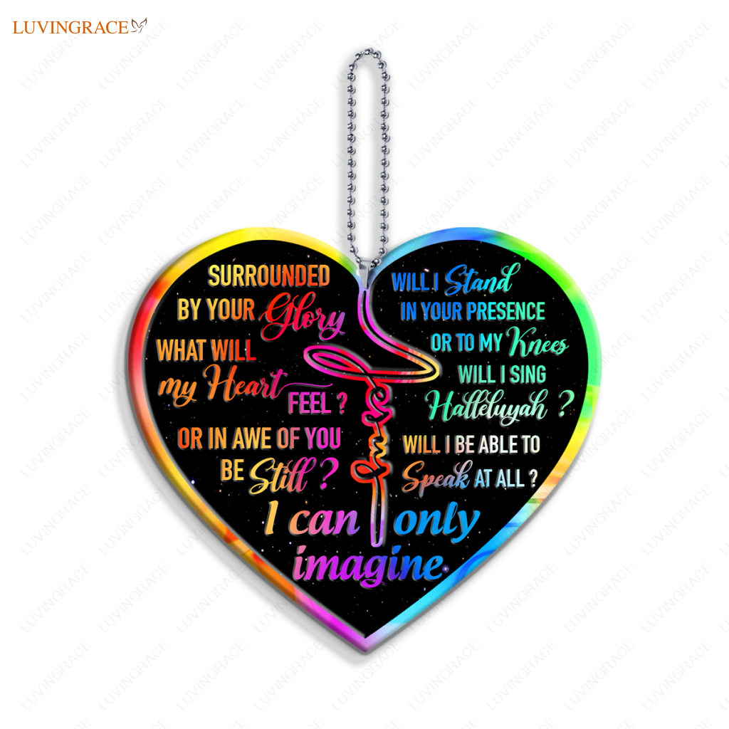 Rainbow Heart Surrounded By The Glory Jesus Ornament