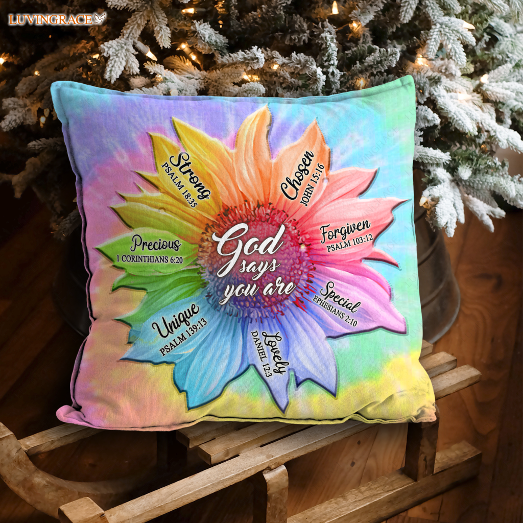 Rainbow Sunflower God Says You Are Pillow