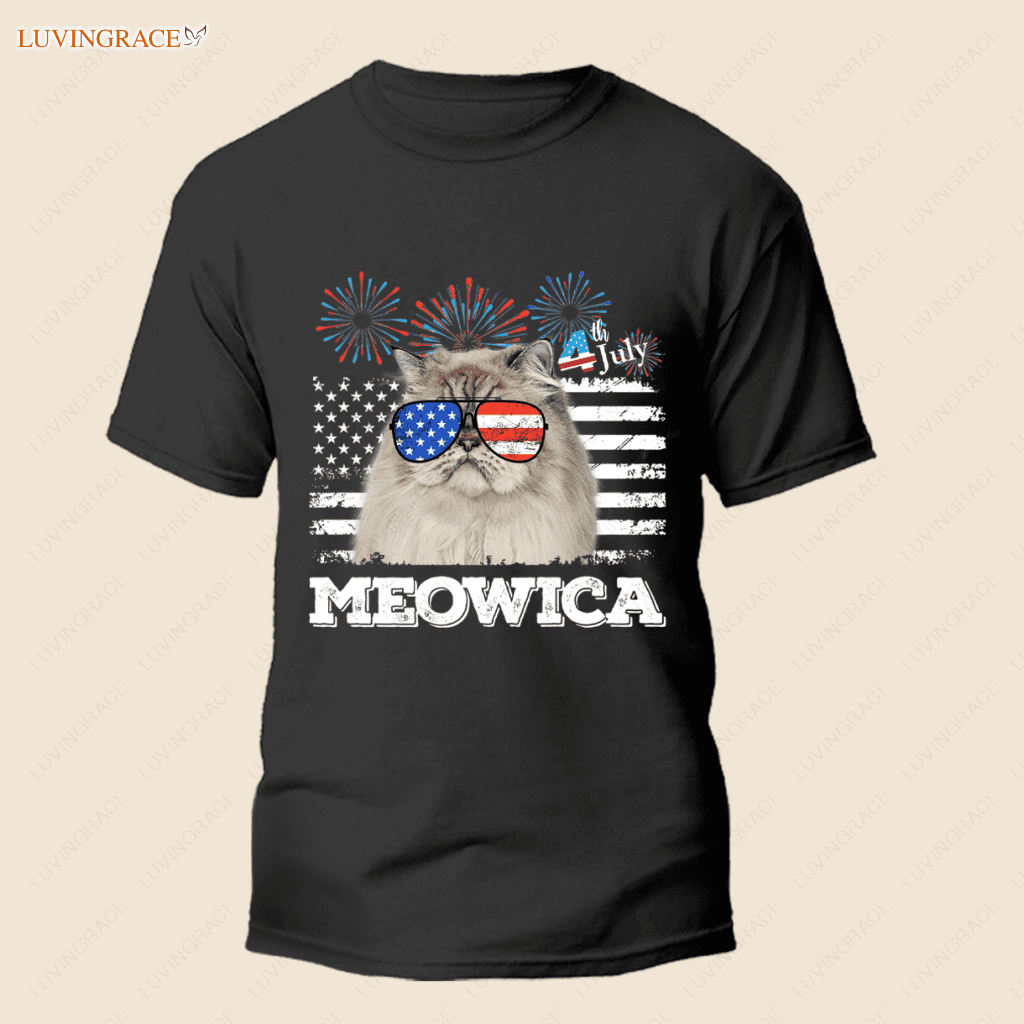 Retro Meowica Cat - Personalized Custom Unisex T-Shirt Shirt
