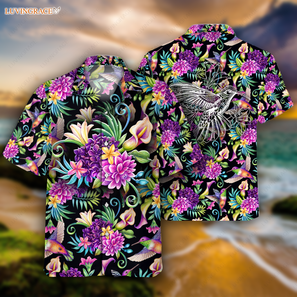 Tropical Hummingbird Garden Hawaiian Shirt