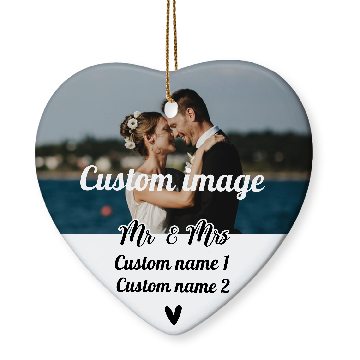 Custom Wedding Gifts for Couple Mr & Mrs Ornament with Photo - Personalized Ceramic Picture Car Pendant Decor
